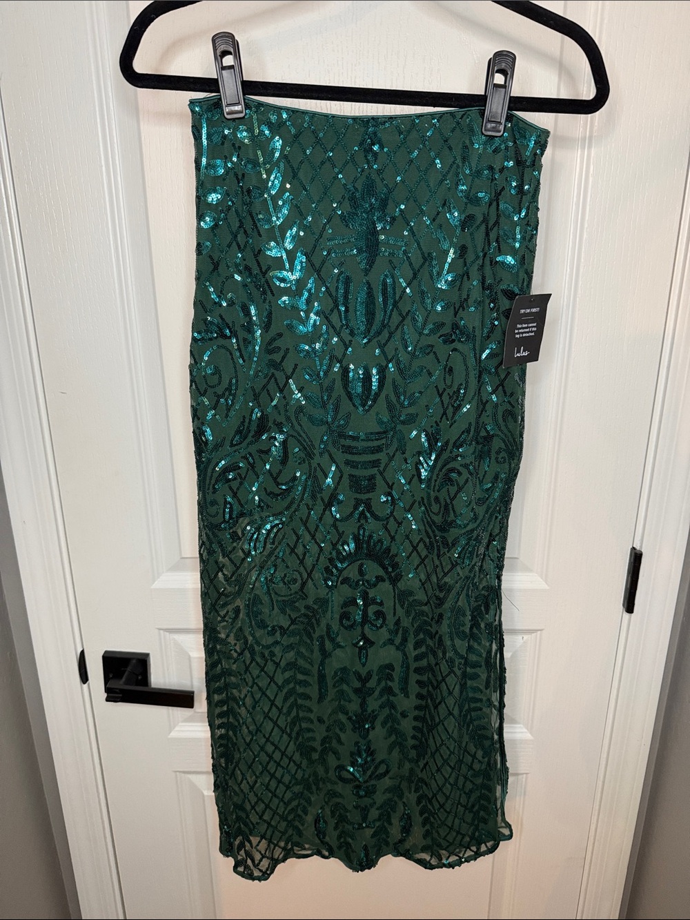 Lulu's Emerald Green Sequined Midi Skirt
